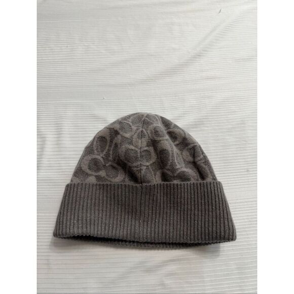 Coach Grey Logo All Over Print Beanie Hat Cap Unisex One Size Fits All main image 4